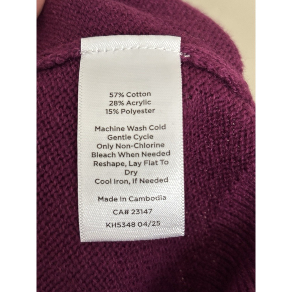 Talbots Fair Isle Sweater Knit Purple Pink‎ Ski Preppy MP Mock Neck Cotton Blend - Picture 6 of 7